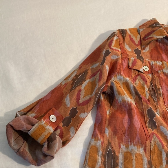 Ruby Rd. Linen blend jacket pearlized buttons 8 - Picture 14 of 15